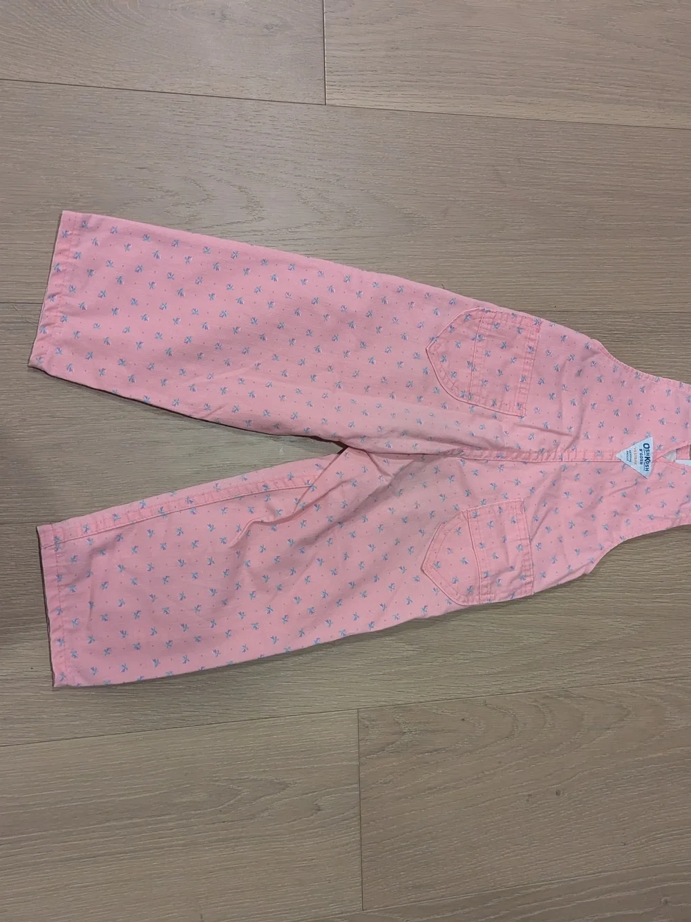 OshKosh B'gosh Pink Printed Kids Overalls Vintage Made In USA